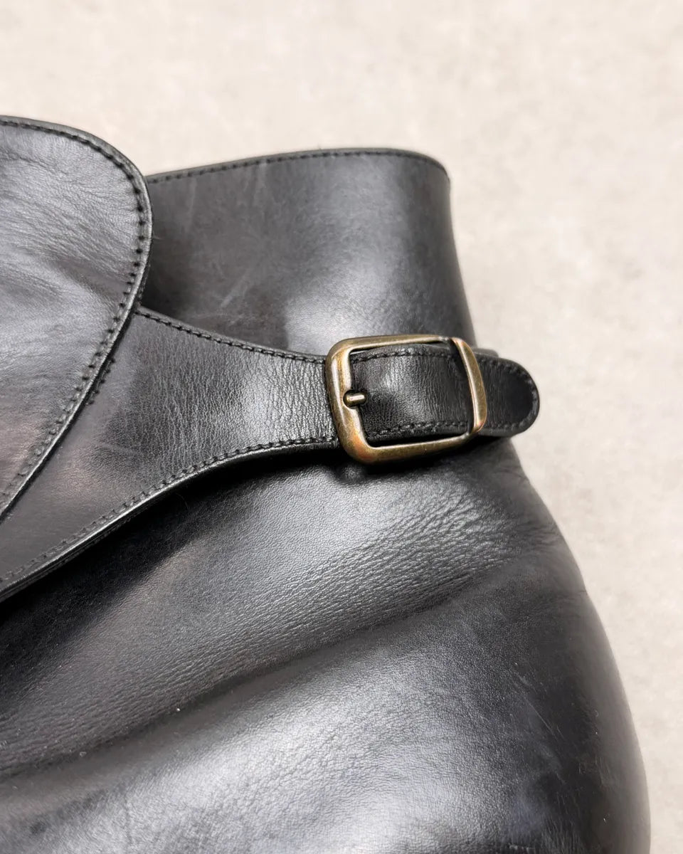 J.M. Weston Black Leather Buckle Strap Boots UeCjOcD 7
