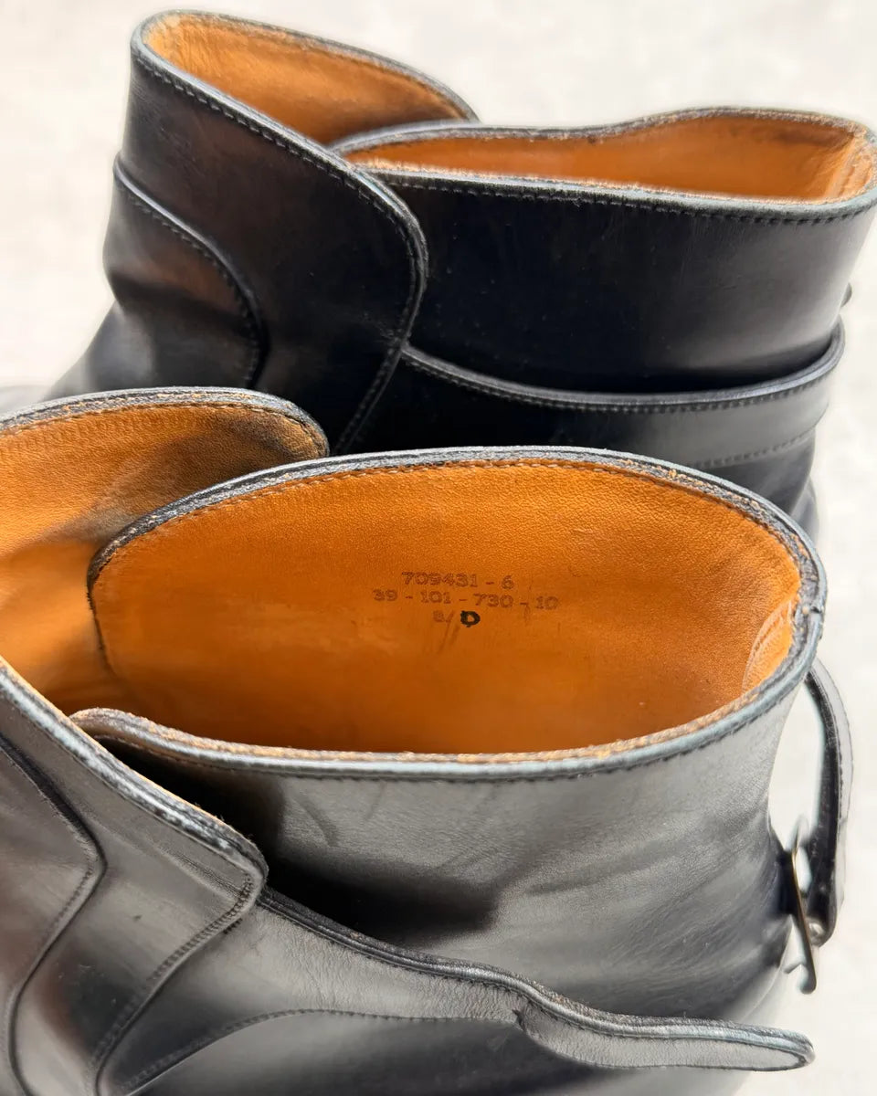 J.M. Weston Black Leather Buckle Strap Boots UeCjOcD 8