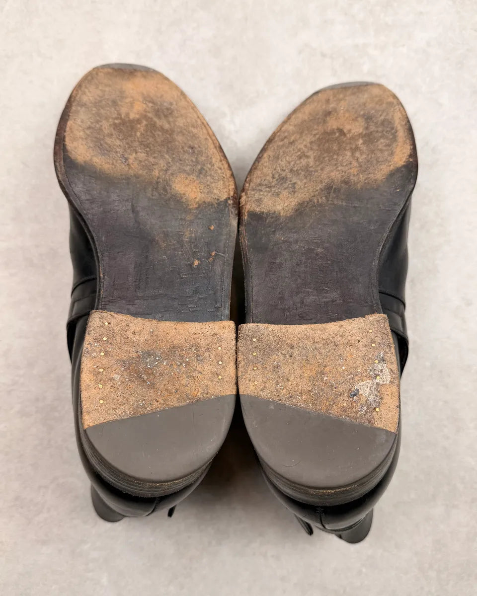 J.M. Weston Black Leather Buckle Strap Boots UeCjOcD 9