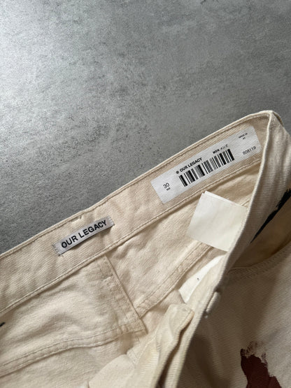 Our Legacy Beige Artisanal Cracked Relaxed Painted Jeans (M) - 7