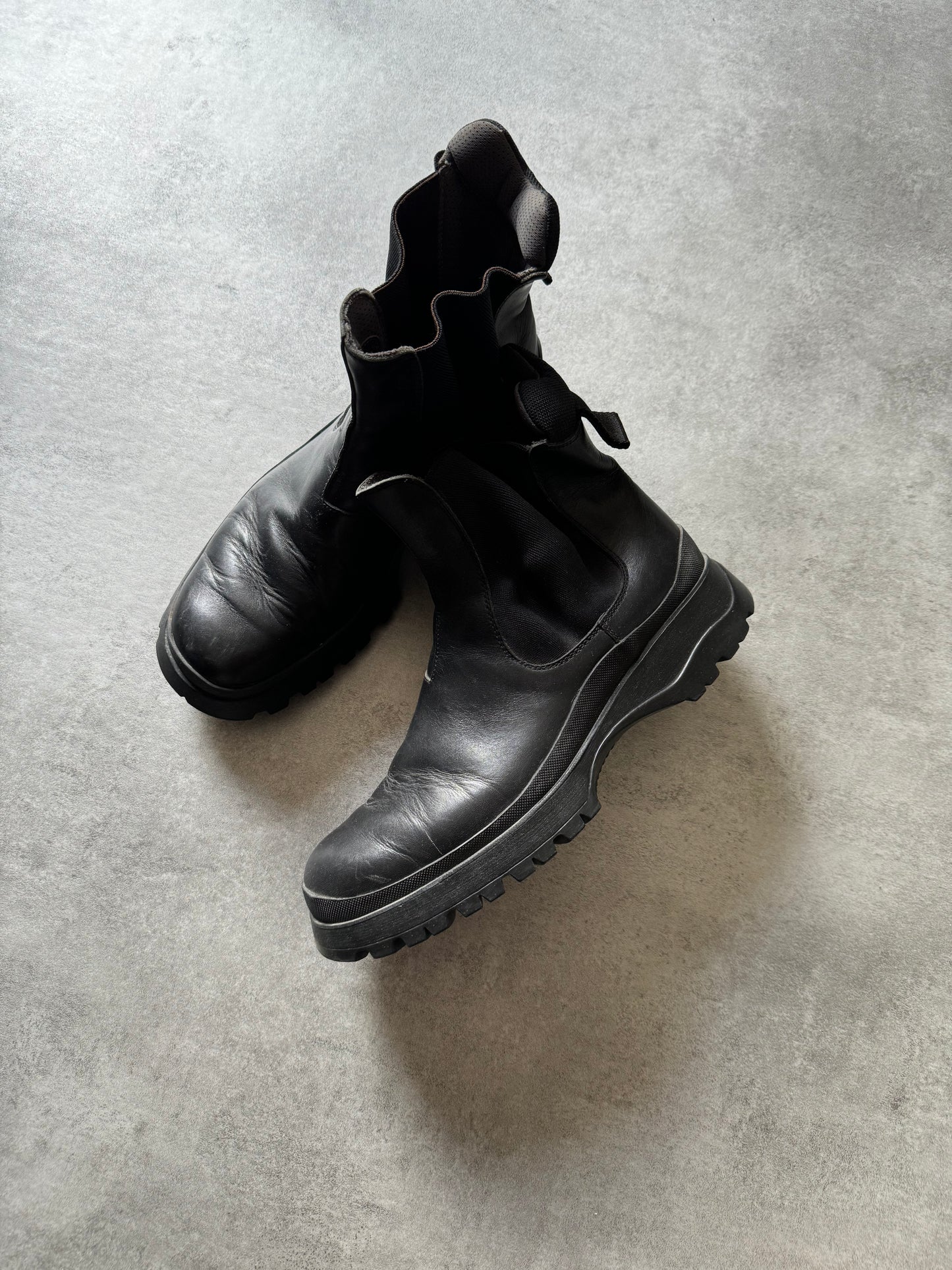 2000s Prada Vibram Black Leather Boots (44,5) - 6