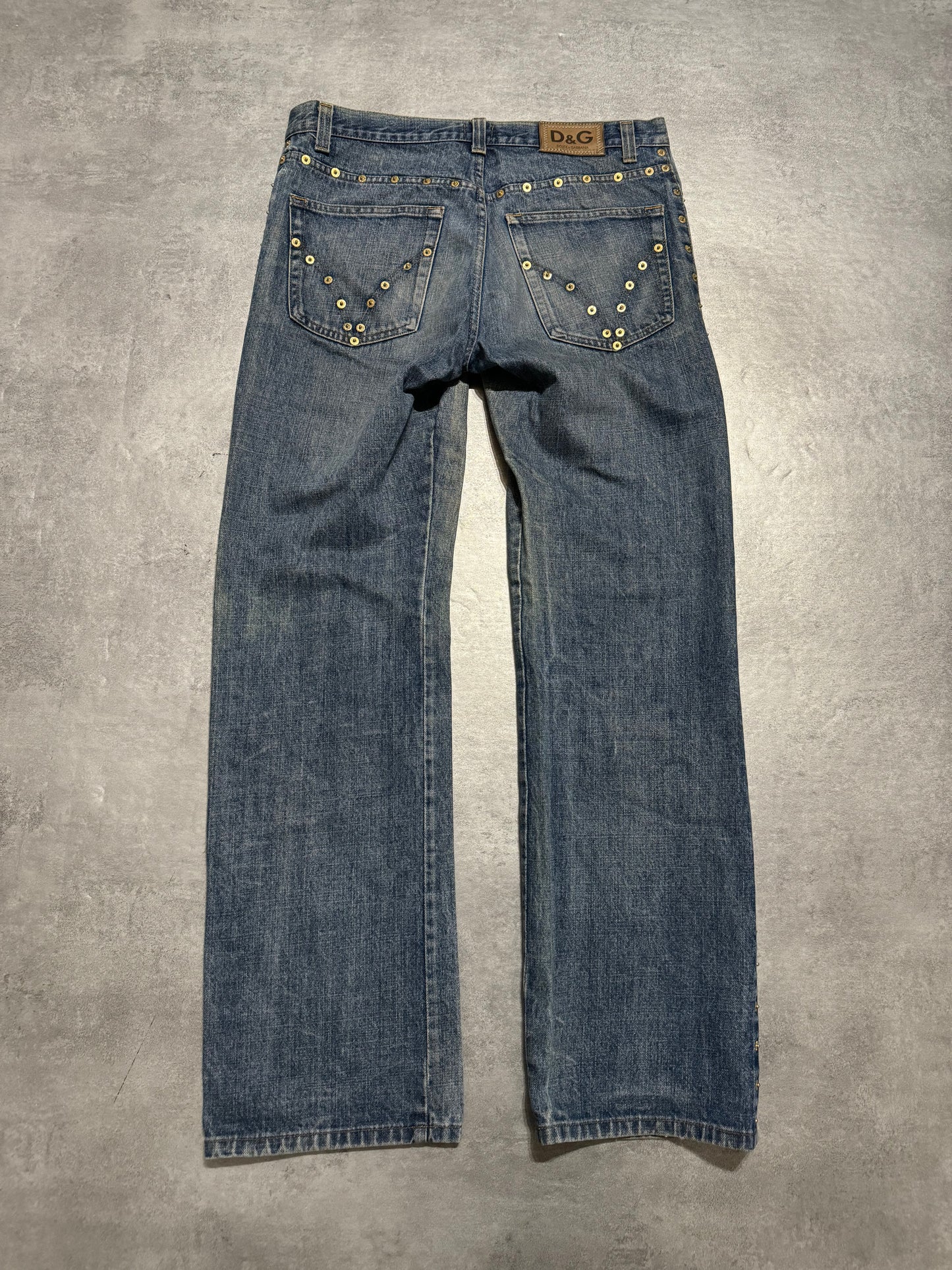 AW2005 Dolce & Gabbana Embellished Blue Denim Jeans (L) - 2