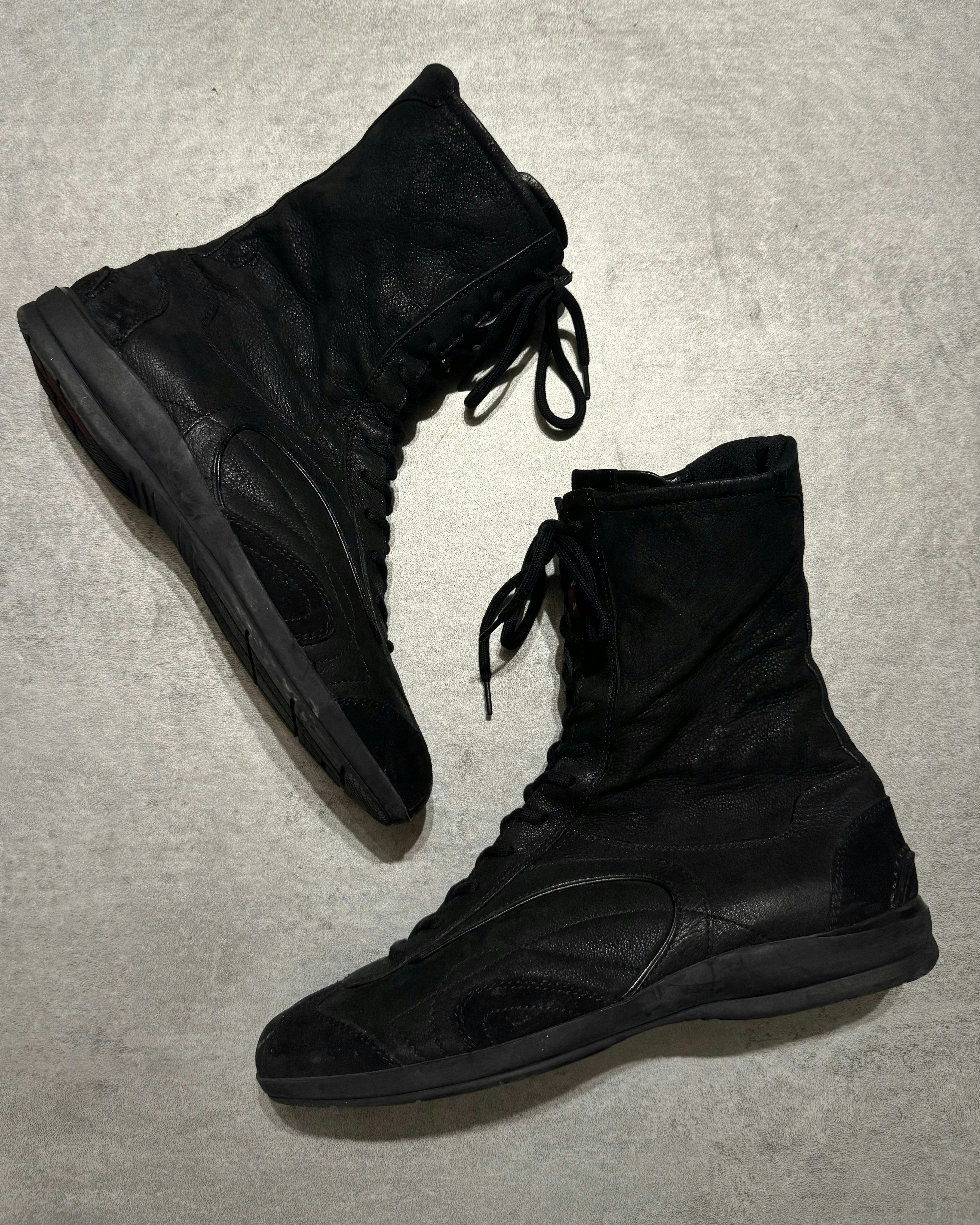 2000s Prada Black Biker Avant-Garde Ankle Boots (39eu/us6.5)