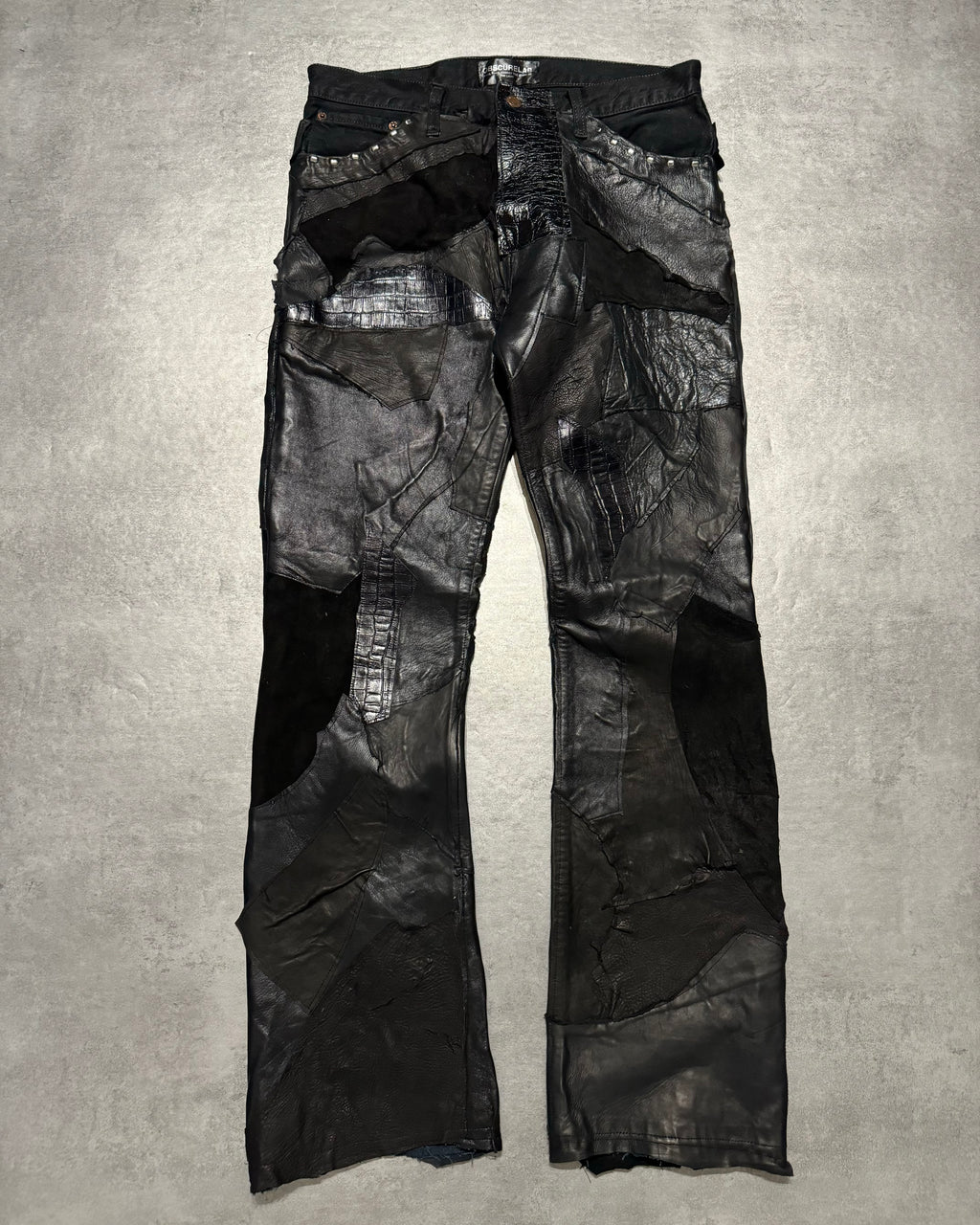 Artisanal Obscure Italian Lab Reworked Leather Crafted Black Pants (M) - 1