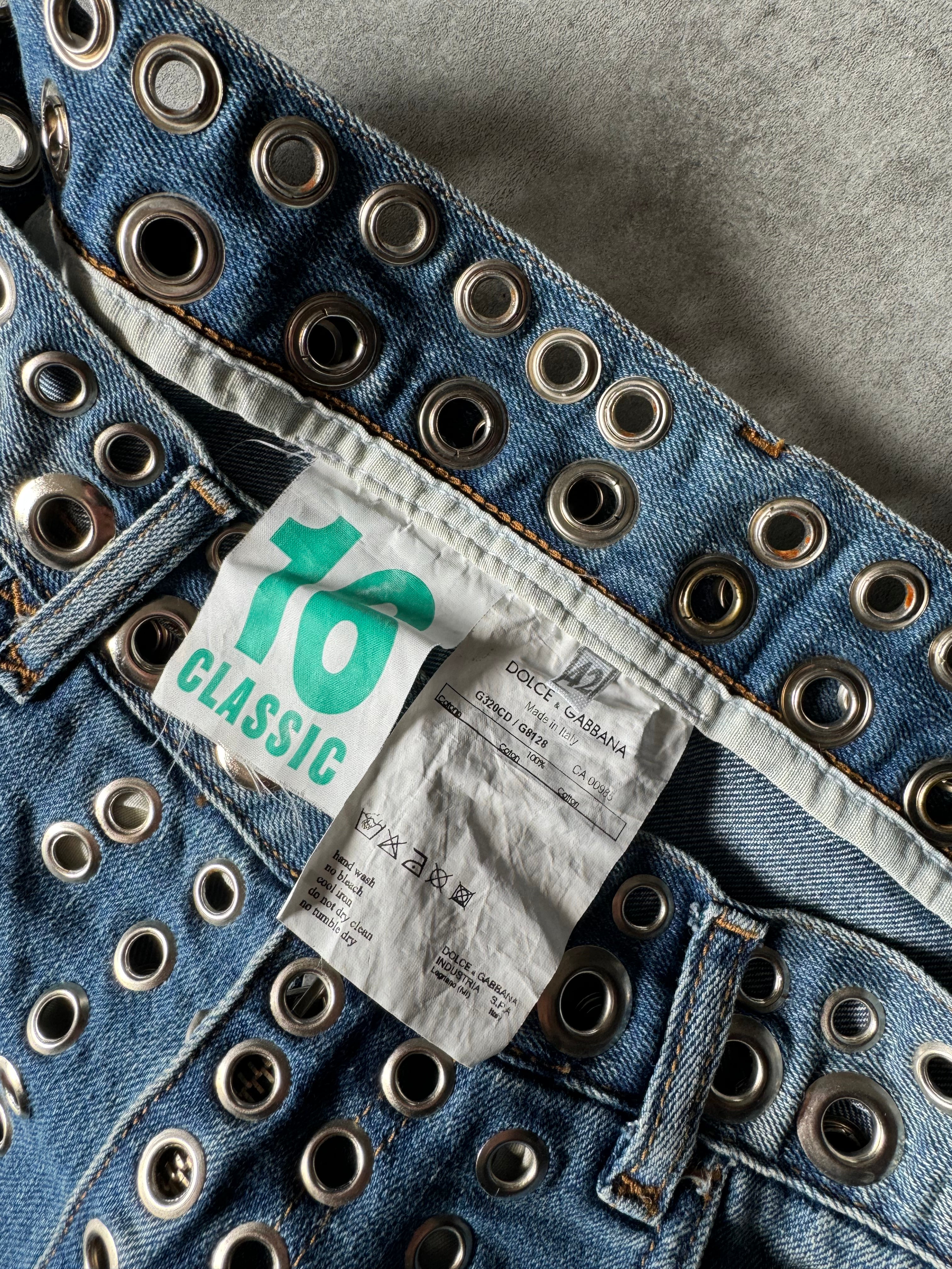 SS2006 Dolce & Gabbana Eyled Punk Holes Jeans (S) - 10