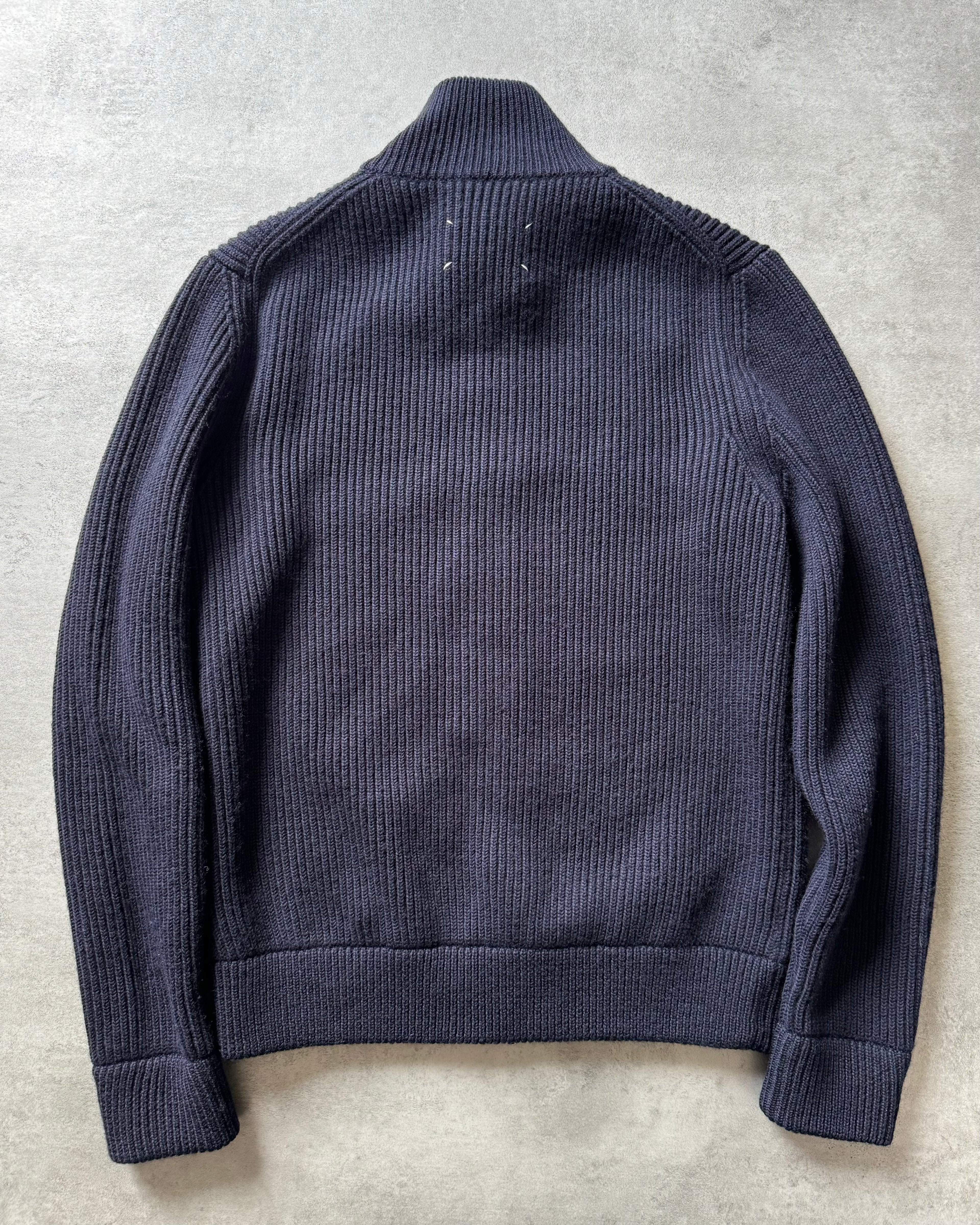 SS2020 Maison Margiela Navy Wool Zip-Up Sweater (M) - 2