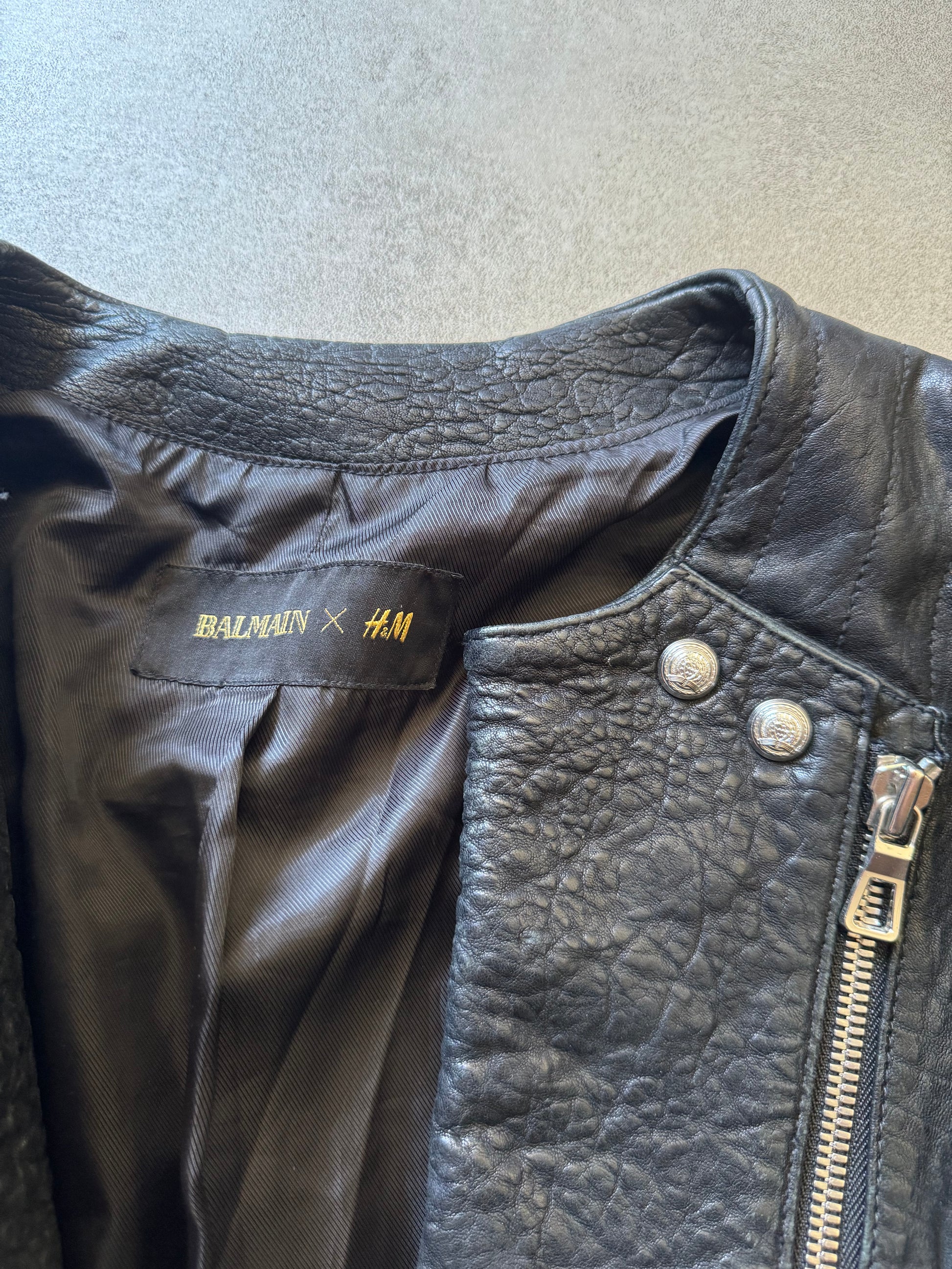 AW2015 Balmain x H&M Pure Biker Leather Jacket (M) - 7