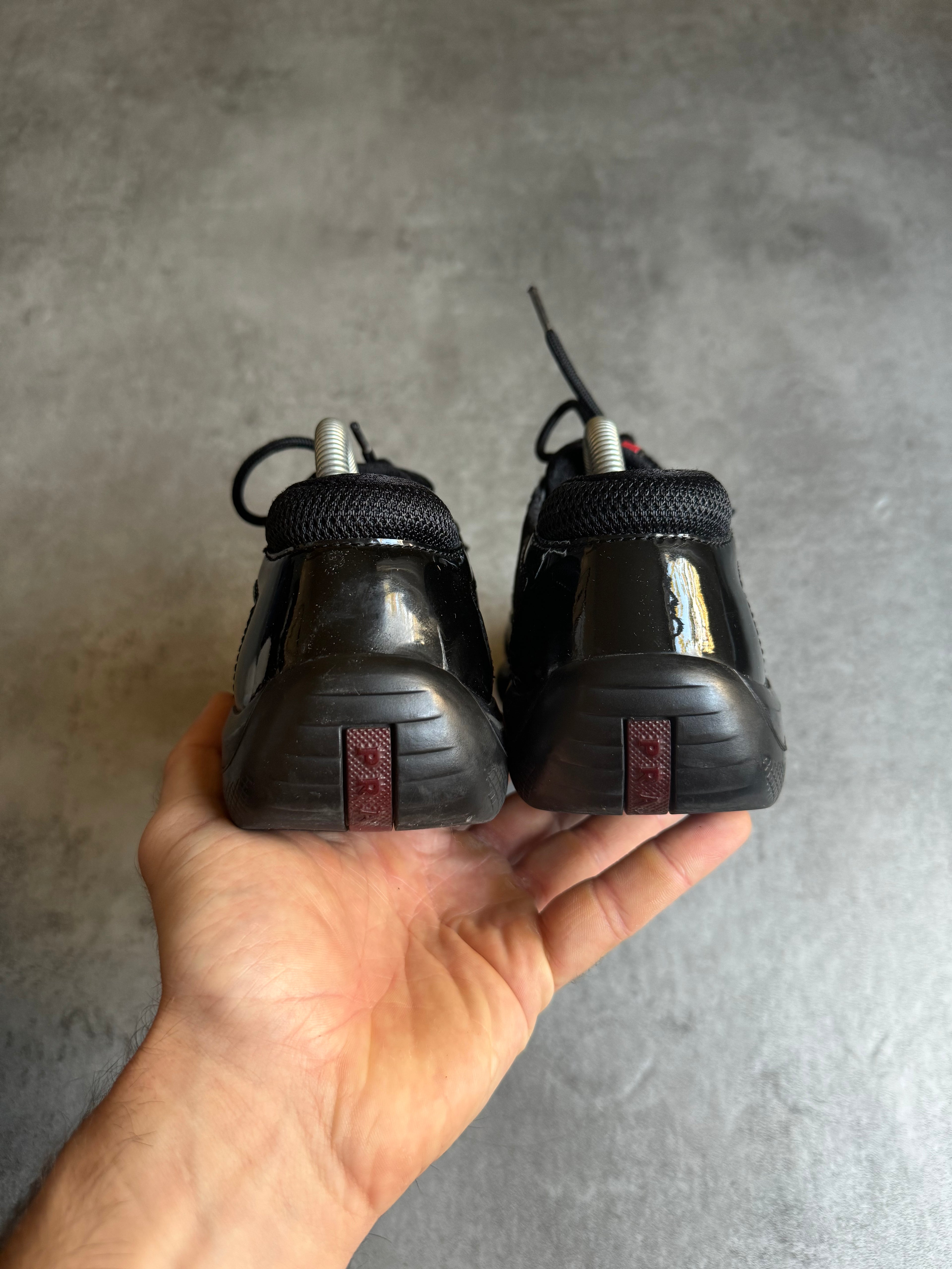 Prada America's Cup Black Satin Leather – Dolce Vita Hub Prada America's Cup Black Satin Leather – Dolce Vita Hub