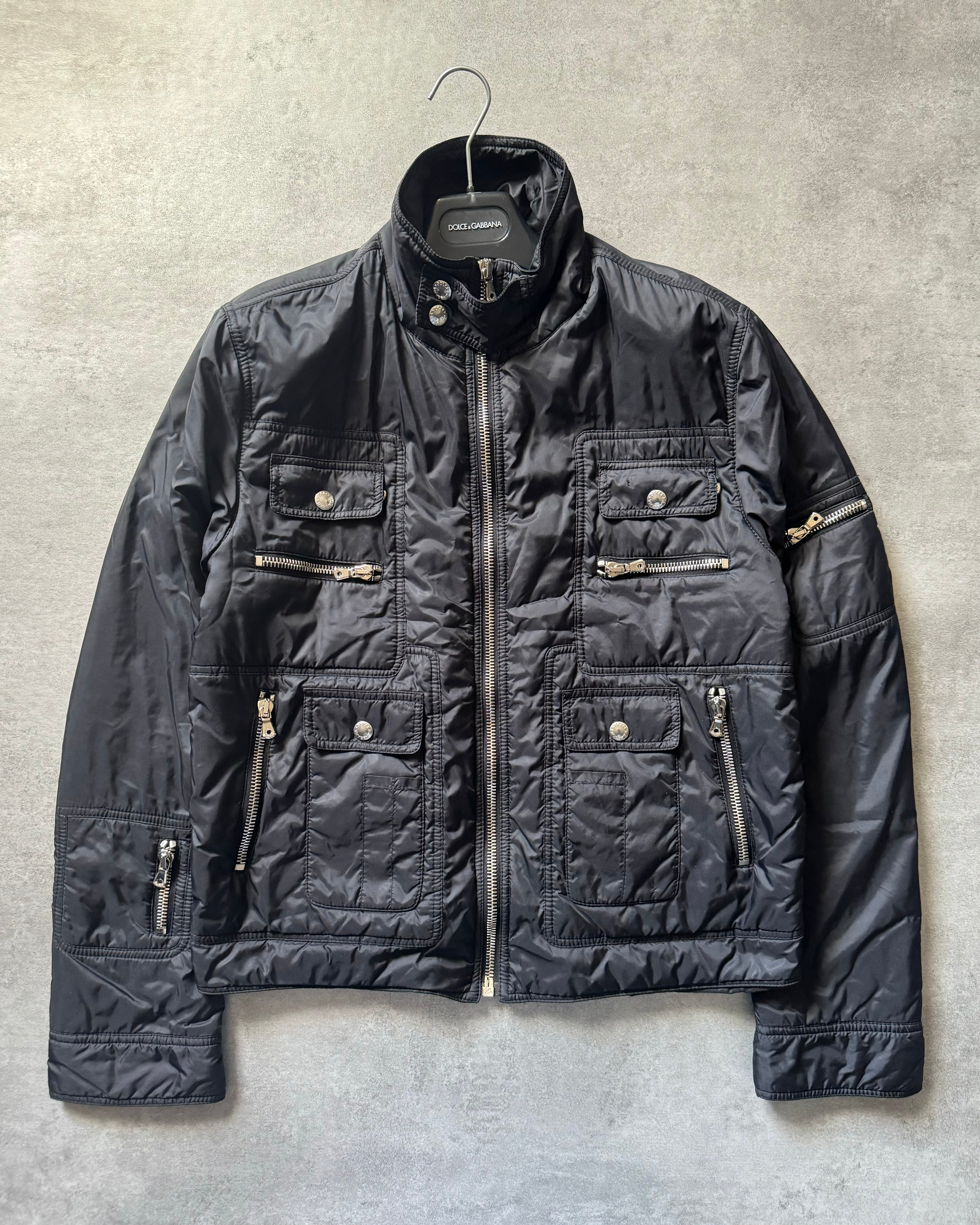 AW2003 Dolce & Gabbana Multi Zips Utility Black Puffer Jacket (M) - 1