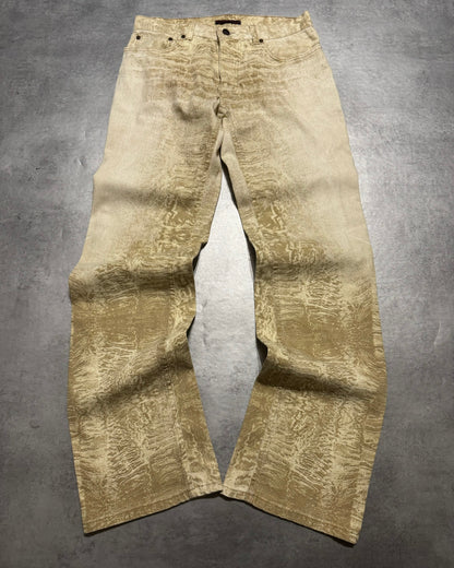 AW2002 Roberto Cavalli Creamy Fossil Erosion Pants  (S/M) - 1