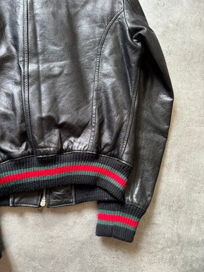 1990s Gucci Signature Black Leather Italian Jacket (M) - 3