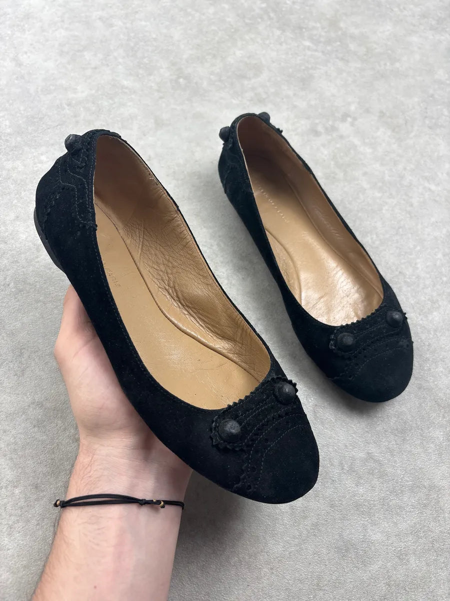 2000s Balenciaga Black Suede City Ballet Flats pemIVMF 0