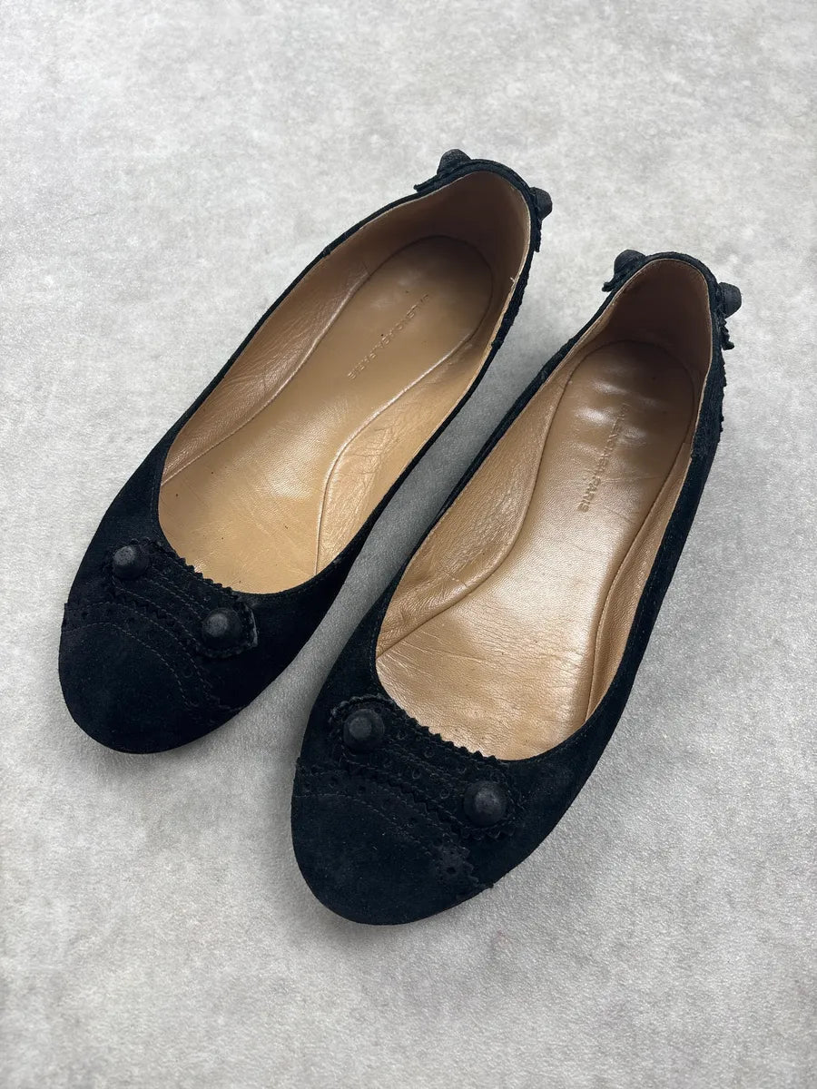 2000s Balenciaga Black Suede City Ballet Flats pemIVMF 2