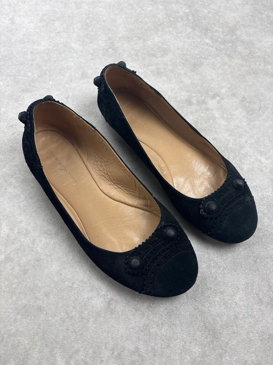 2000s Balenciaga Black Suede City Ballet Flats pemIVMF 3