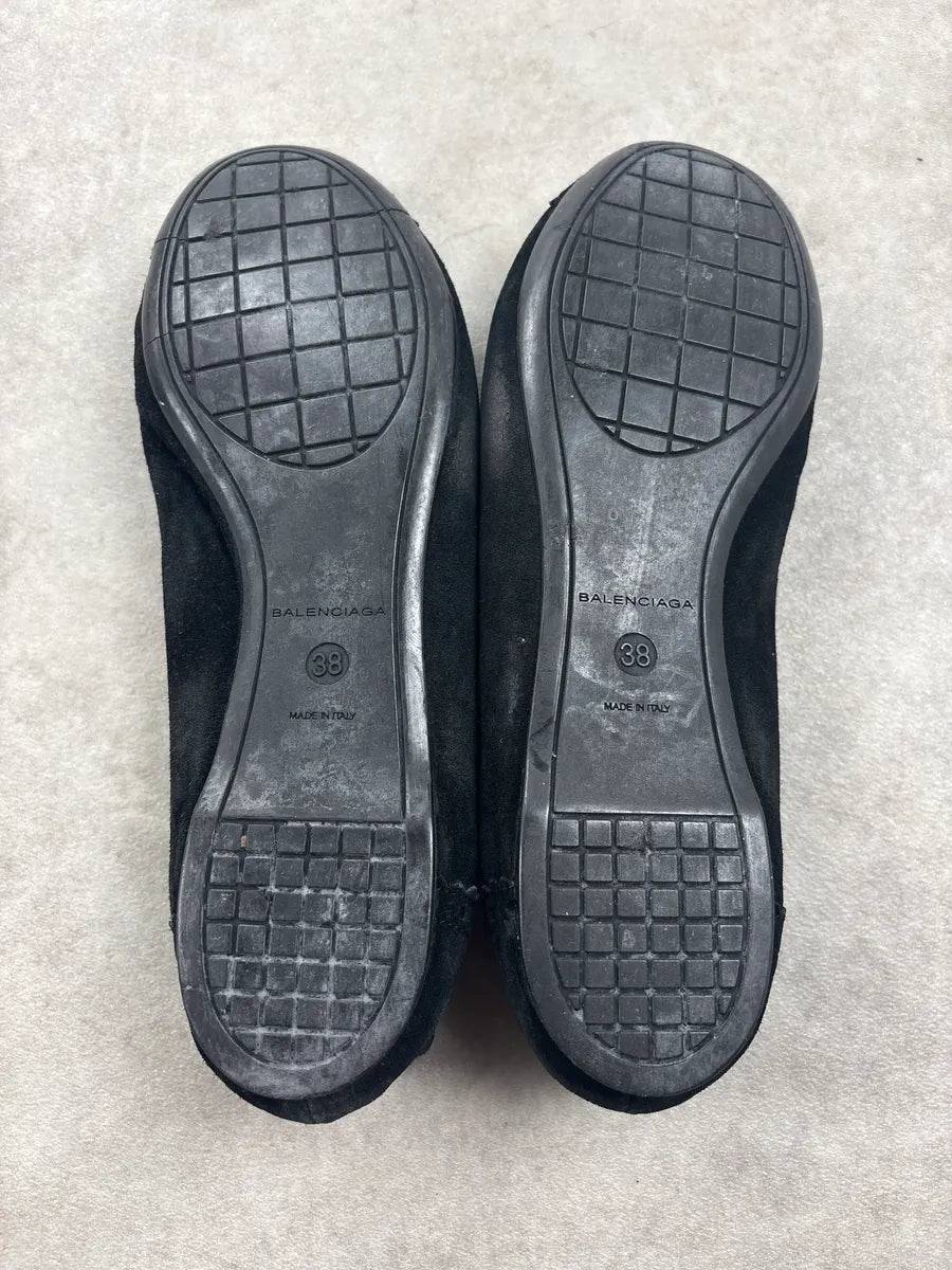 2000s Balenciaga Black Suede City Ballet Flats pemIVMF 6