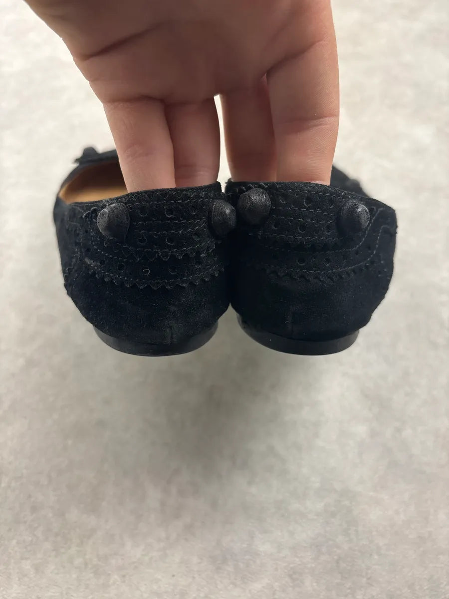 2000s Balenciaga Black Suede City Ballet Flats pemIVMF 5