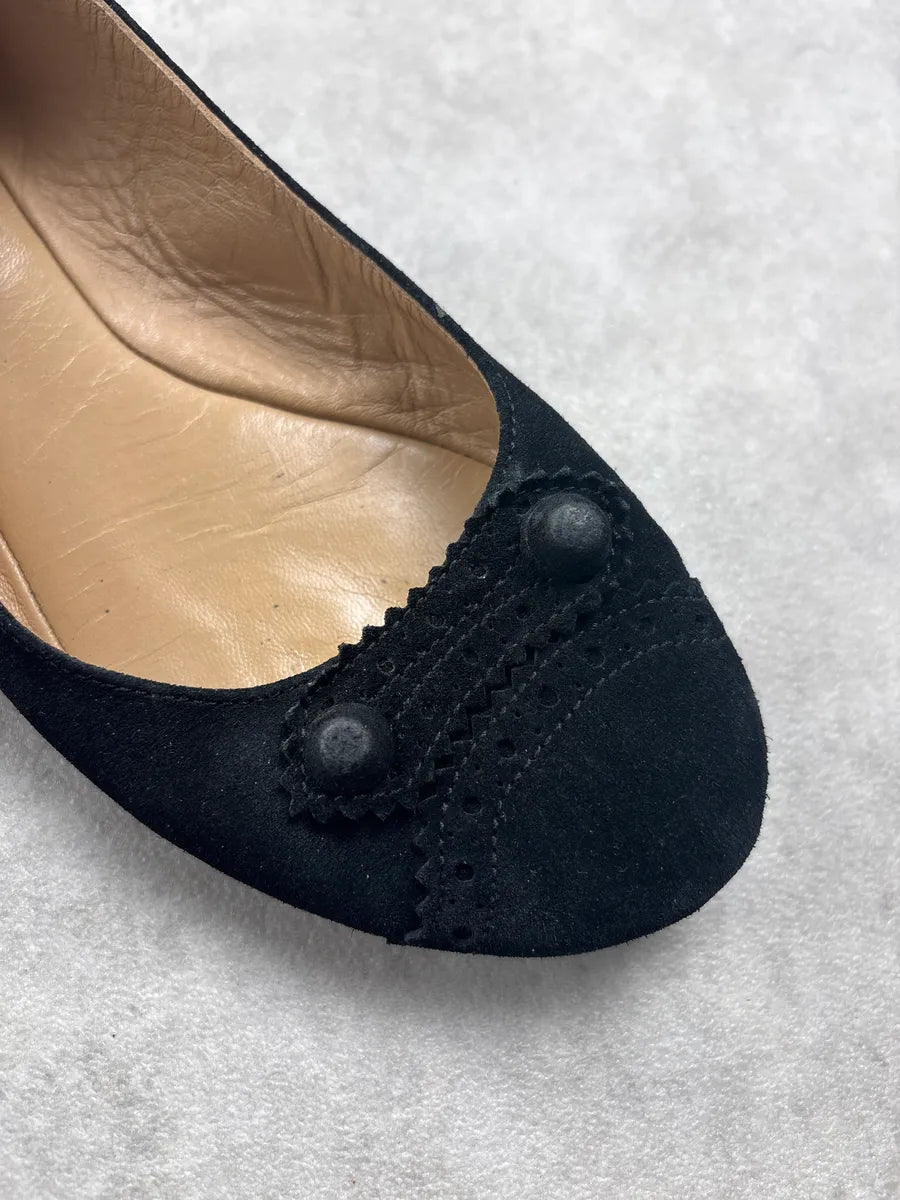 2000s Balenciaga Black Suede City Ballet Flats pemIVMF 4