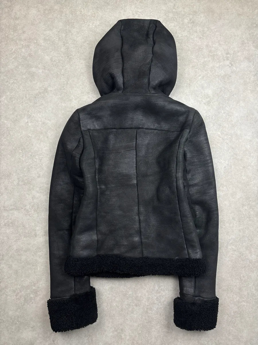 AW2010 Prada Black Shearling Embellished Hooded Fur Jacket jOjMufic 4
