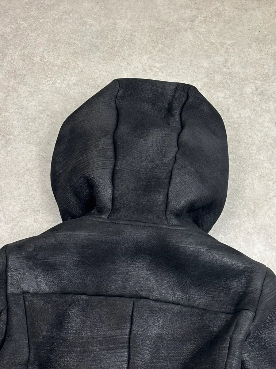 AW2010 Prada Black Shearling Embellished Hooded Fur Jacket jOjMufic 7