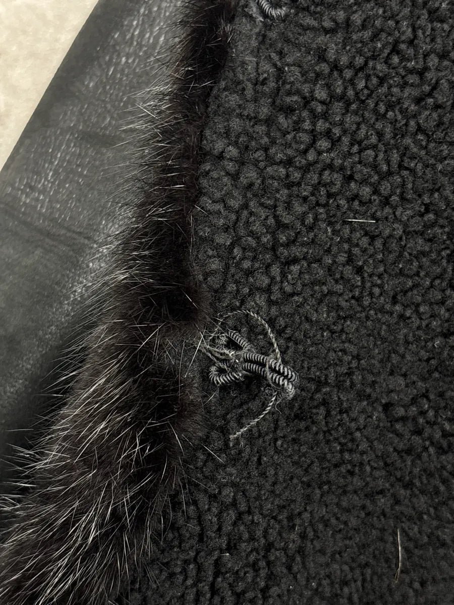 AW2010 Prada Black Shearling Embellished Hooded Fur Jacket jOjMufic 8