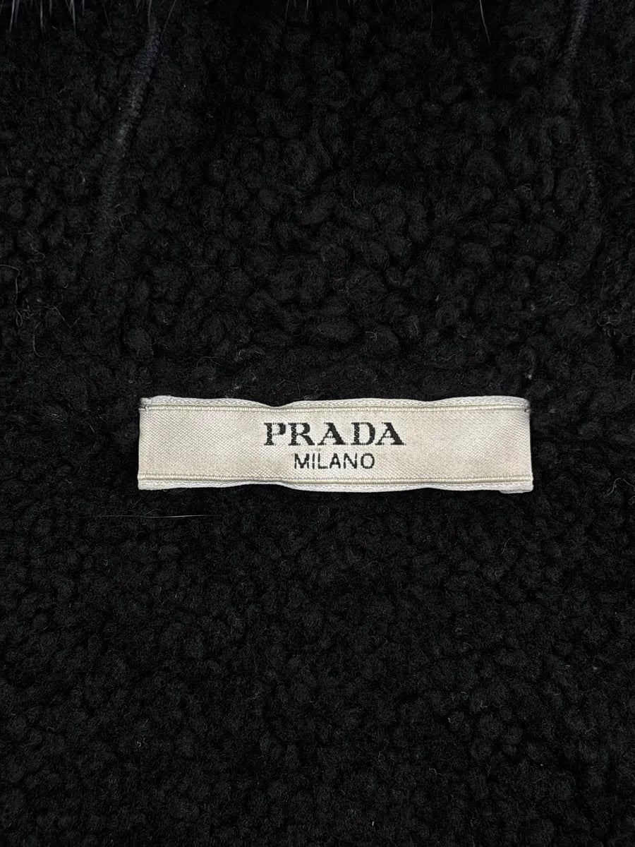 AW2010 Prada Black Shearling Embellished Hooded Fur Jacket jOjMufic 9