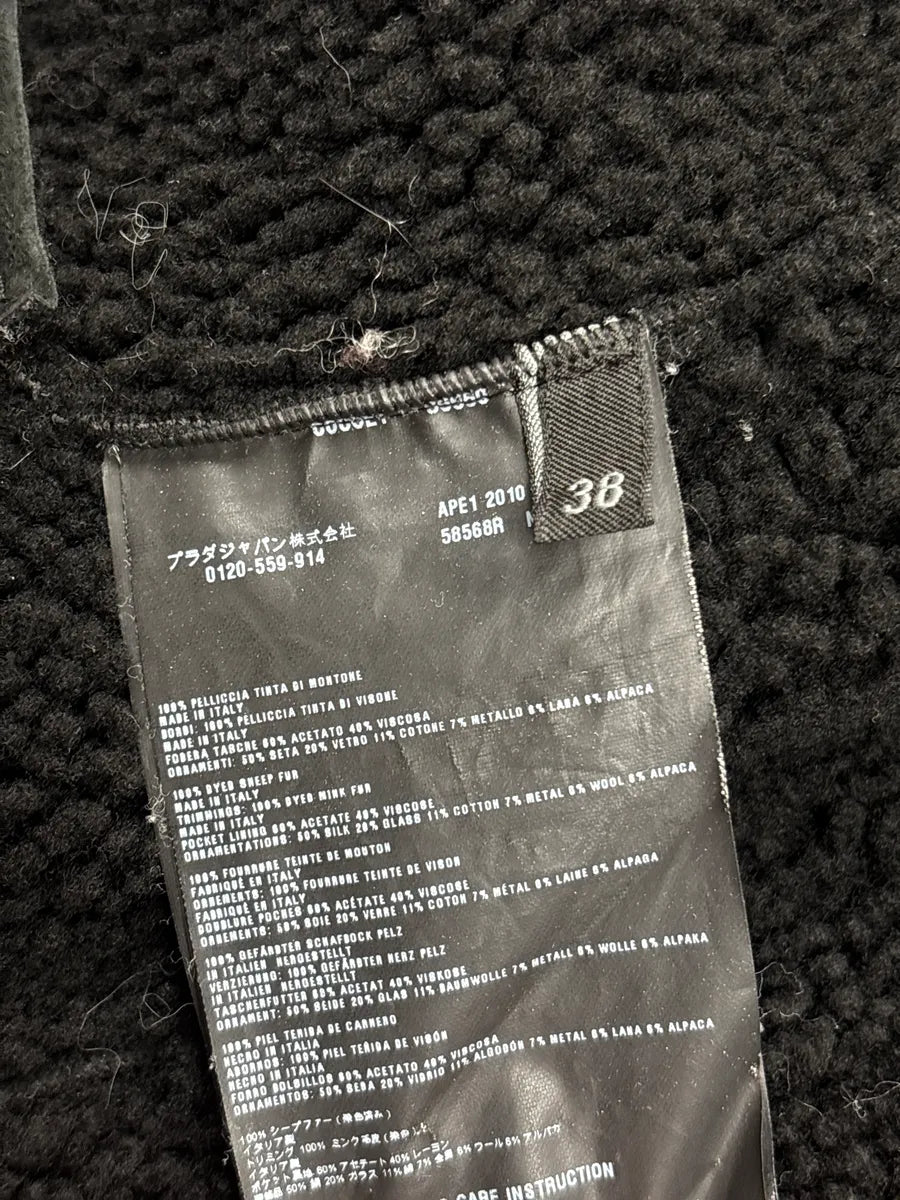 AW2010 Prada Black Shearling Embellished Hooded Fur Jacket jOjMufic 10