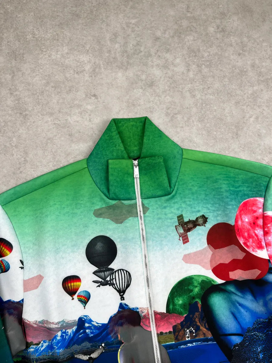 SS2019 Prada Multicolor Surreal Landscape Zip-Up Sweater jQdqKqmm 5