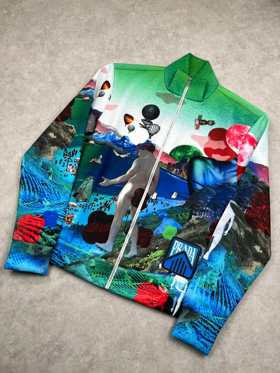 SS2019 Prada Multicolor Surreal Landscape Zip-Up Sweater jQdqKqmm 7