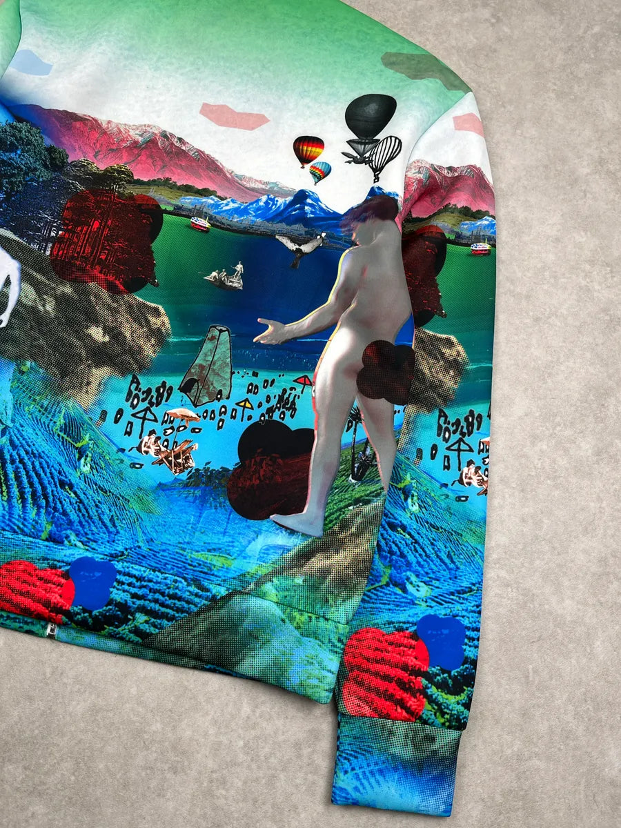 SS2019 Prada Multicolor Surreal Landscape Zip-Up Sweater jQdqKqmm 9