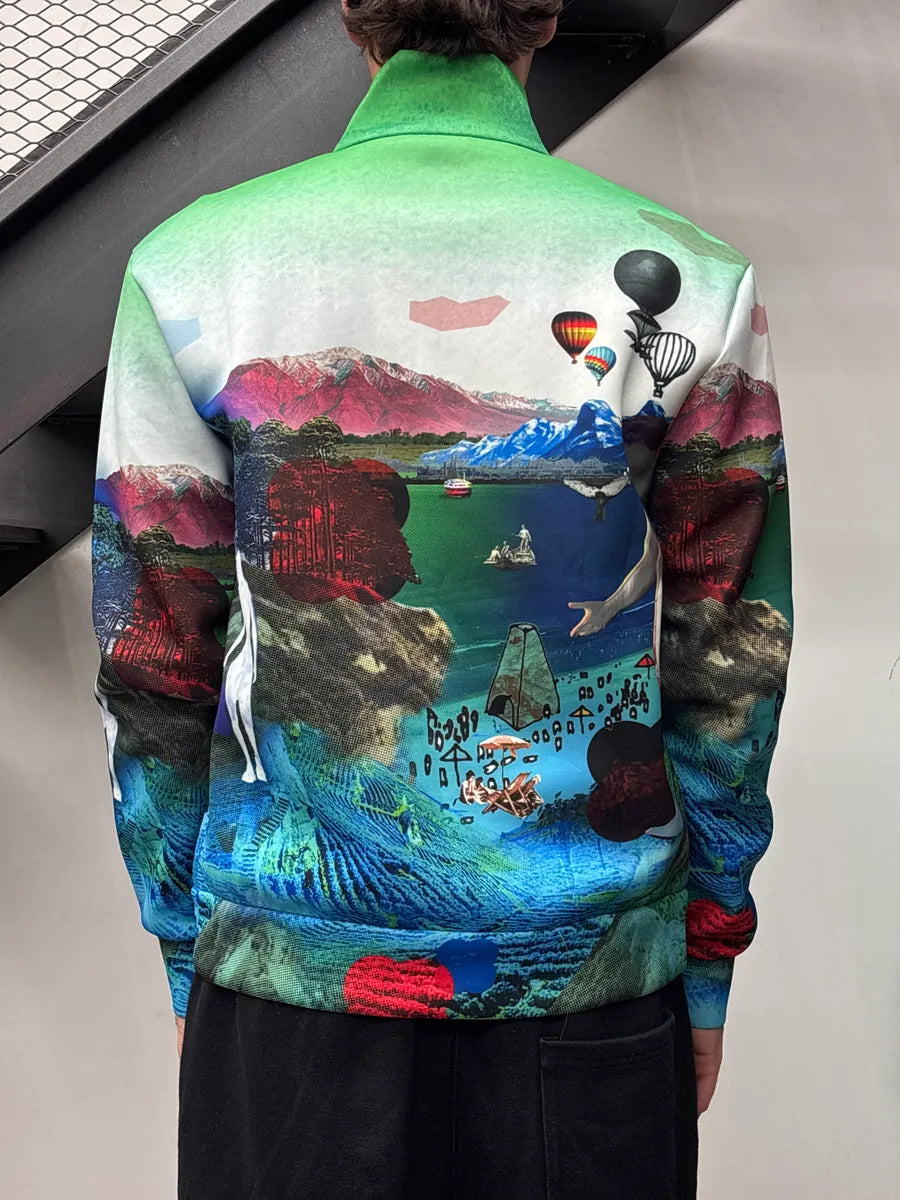 SS2019 Prada Multicolor Surreal Landscape Zip-Up Sweater jQdqKqmm 2