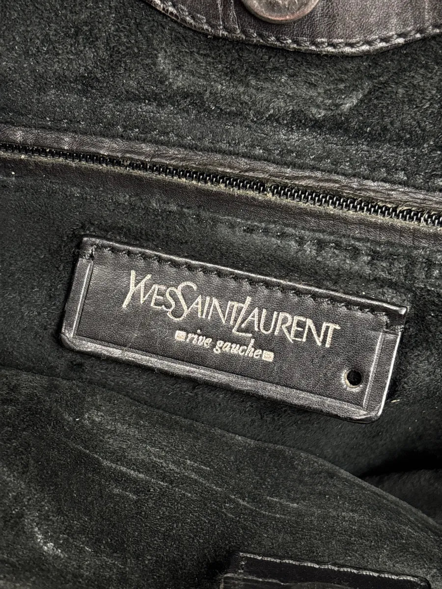 2000s Yves Saint Laurent Black Leather Mombasa Metal Handle Bag jQpNGlYd 15