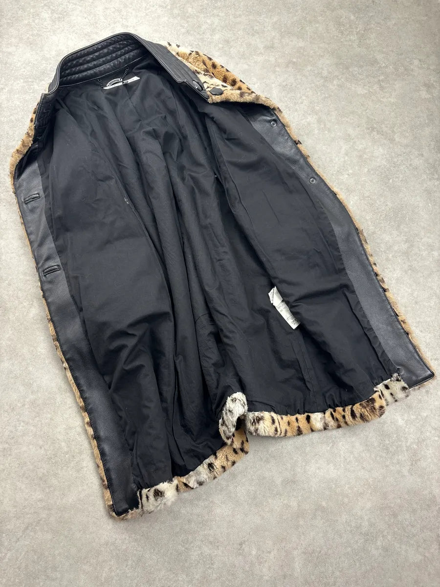 2000s Chloé Beige Faux Fur Leopard Leather Collar Coat jTeRHkcF 6