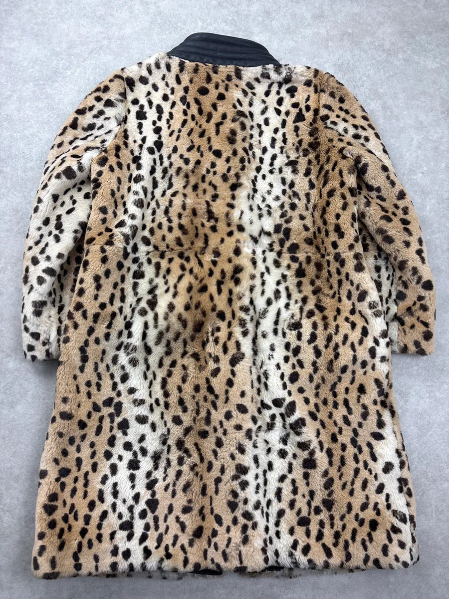 2000s Chloé Beige Faux Fur Leopard Leather Collar Coat jTeRHkcF 7