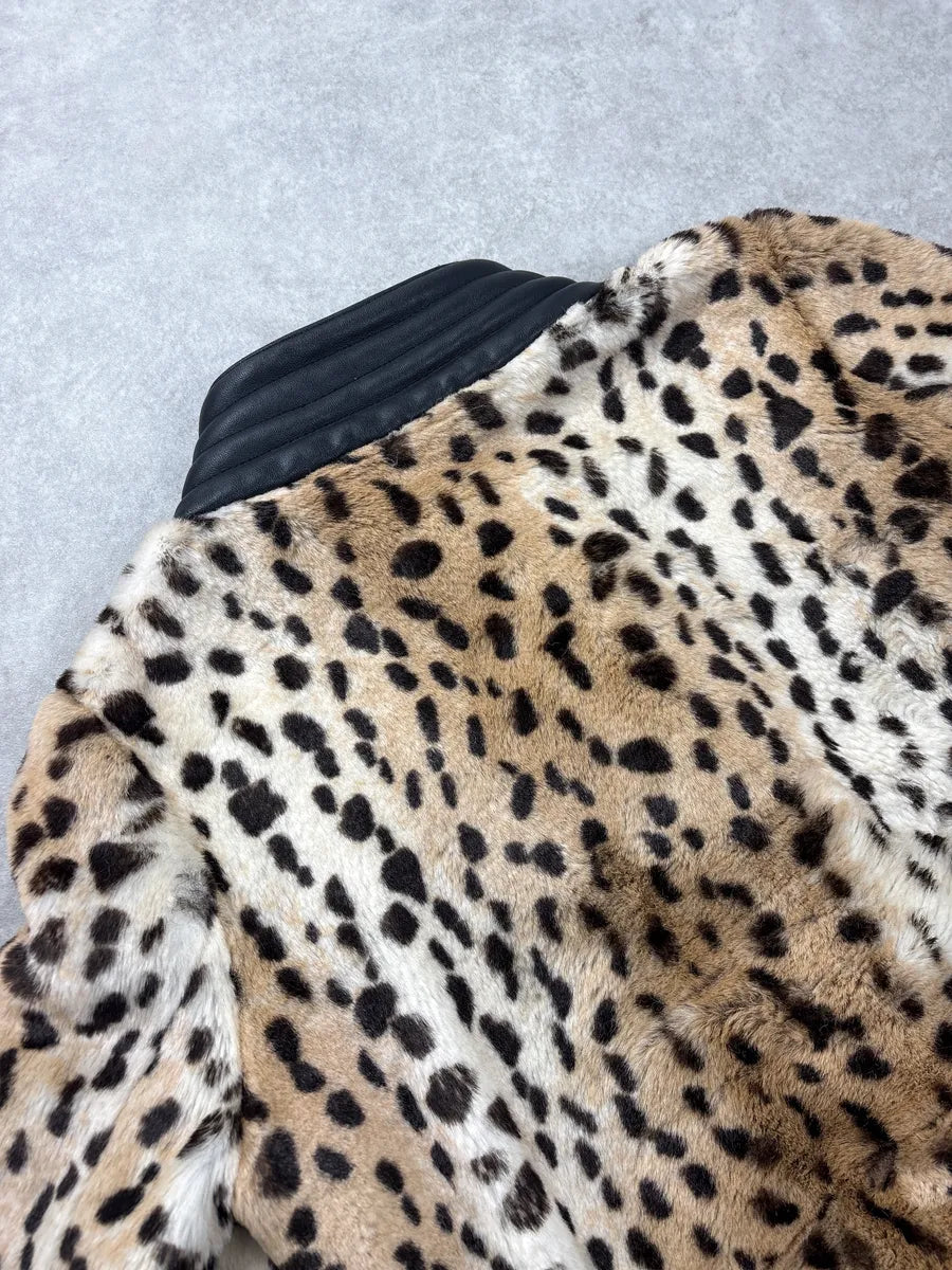 2000s Chloé Beige Faux Fur Leopard Leather Collar Coat jTeRHkcF 9