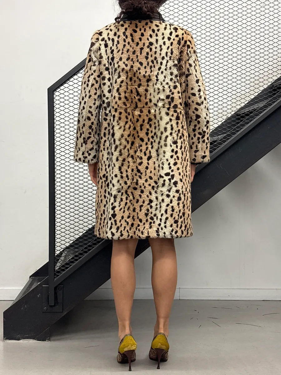 2000s Chloé Beige Faux Fur Leopard Leather Collar Coat jTeRHkcF 3