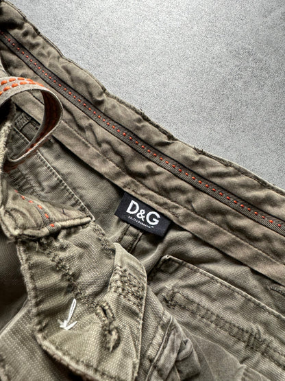 FW2006 Dolce & Gabbana Multi Pockets Cargo Olive Shorts (M) - 5