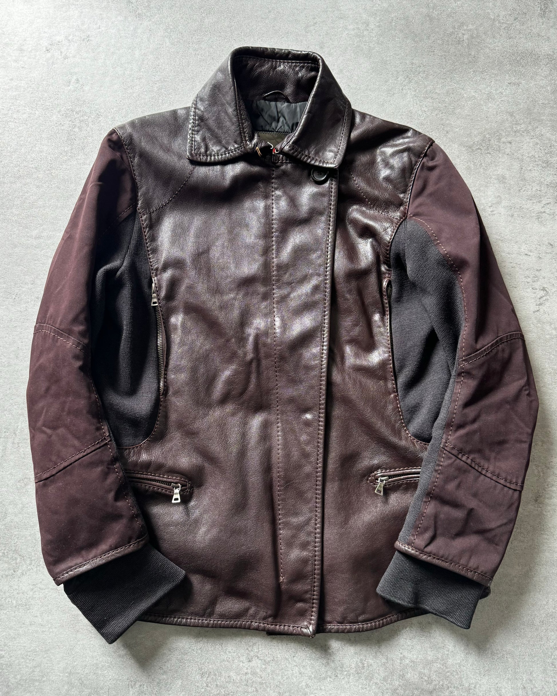 FW2006 Prada Hybrid Padded Leather Jacket  (S) - 1