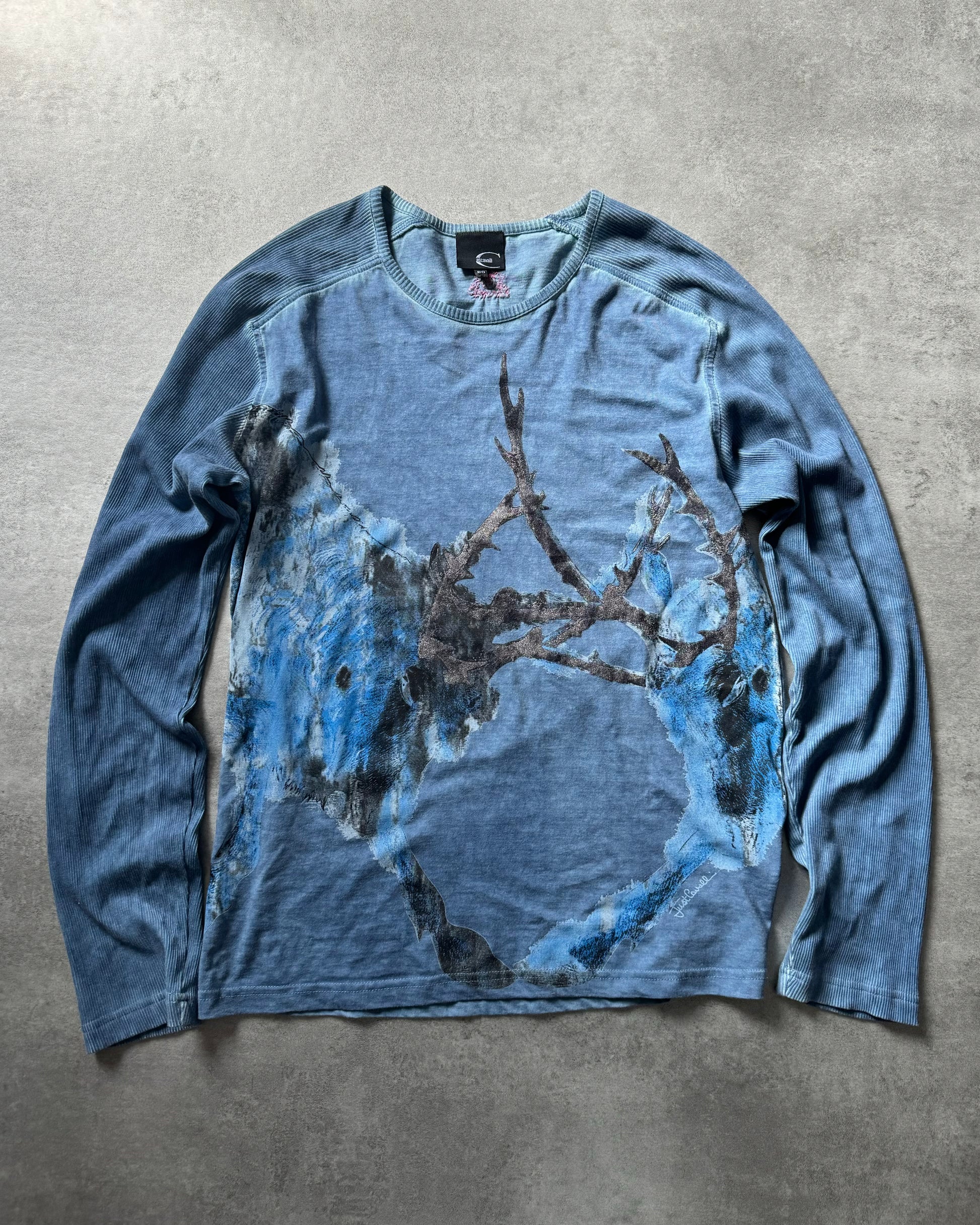 2000s Cavalli Fighting Deers Painting Longsleeves (M) - 6