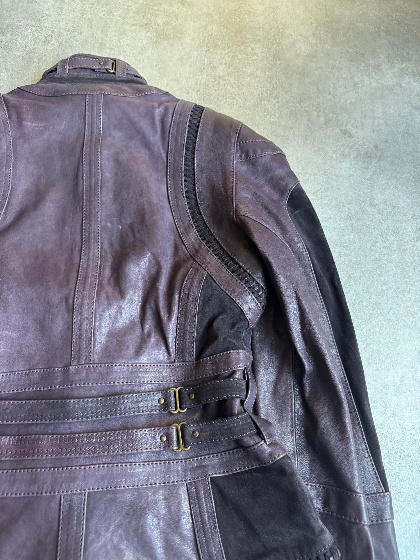 AW2008 Cavalli Soldier Purple Metallic Leather Hybride Jacket (S/M) - 9