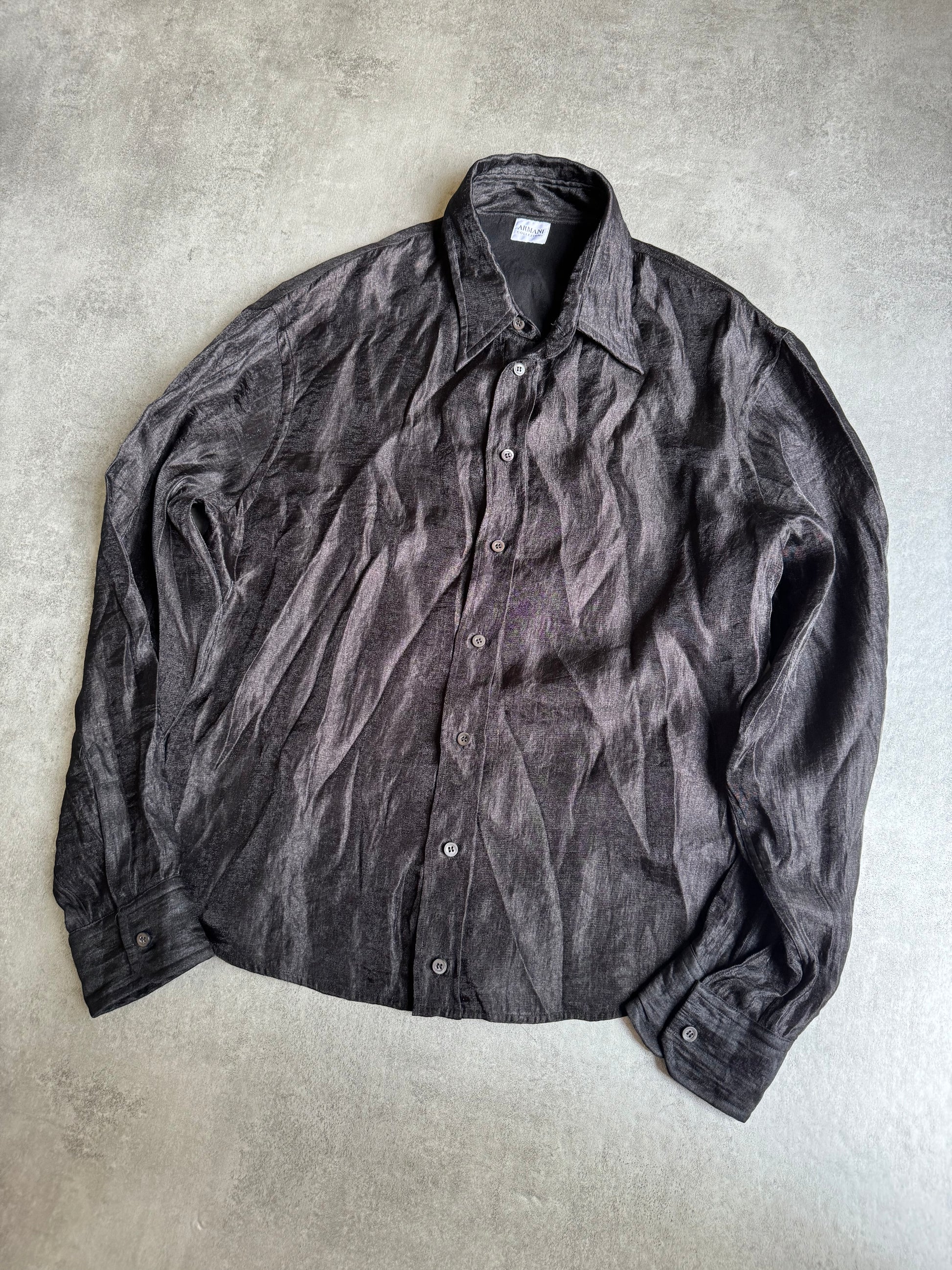 1990s Armani Collezioni Light Black Pure Shirt  (M) - 7