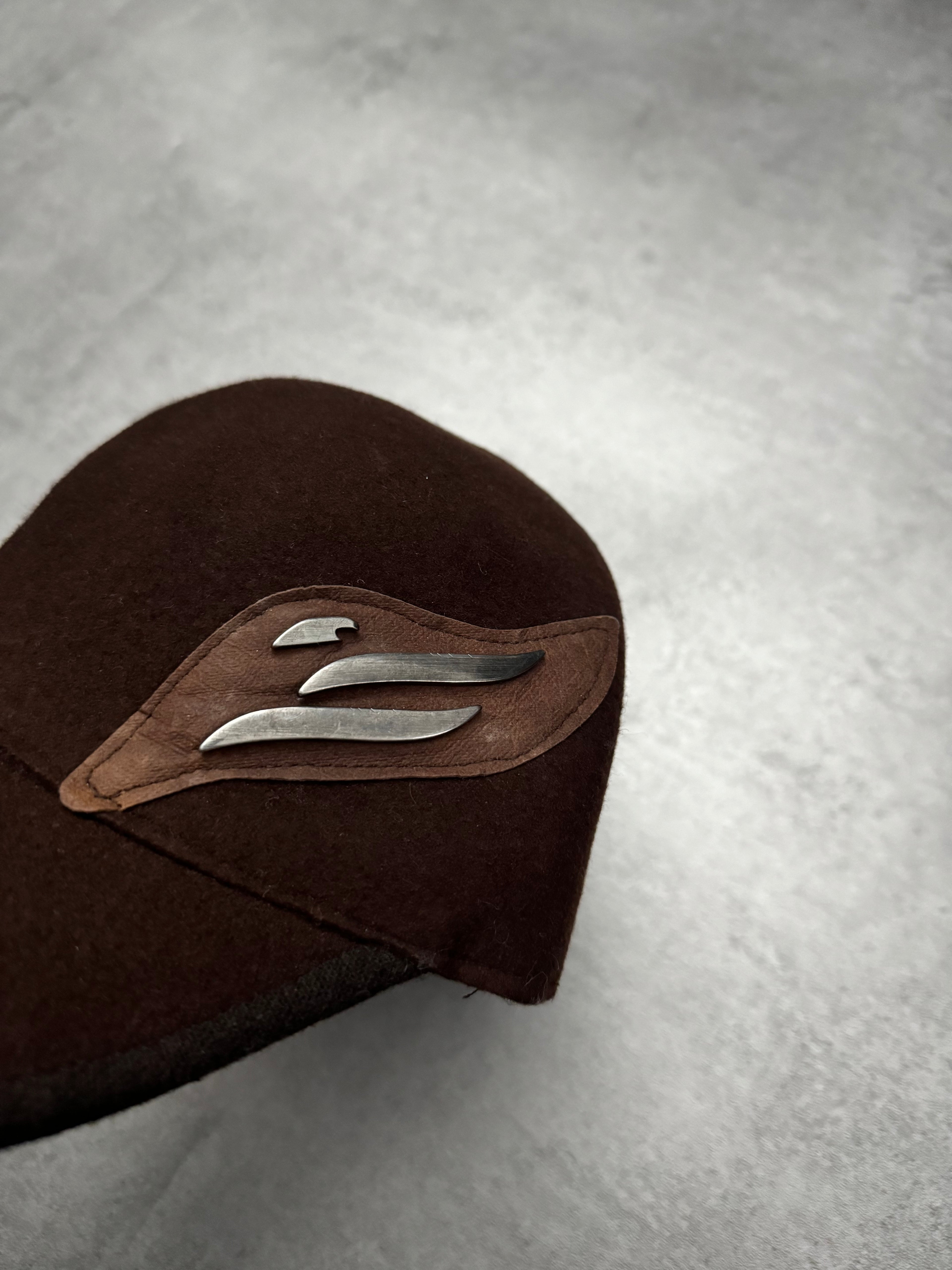 1990s Armani Brown Wool Signature Cap (OS) - 10