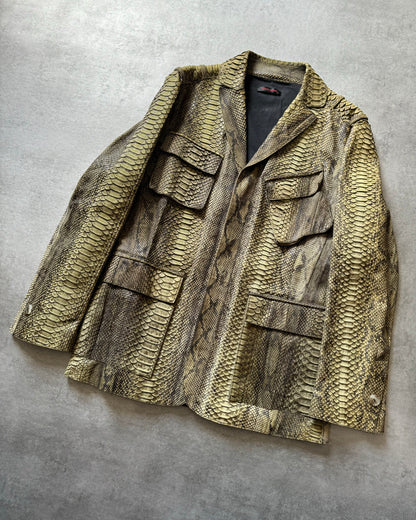 SS2002 Roberto Cavalli Python Leather Sand Jacket (L) - 6