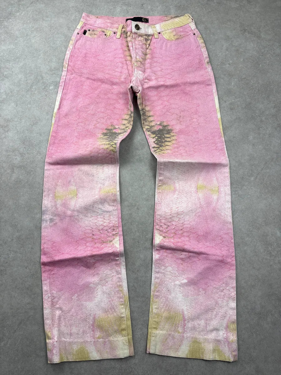 2000s Cavalli Pink Snake Effect Pants jcaQkoIm 0