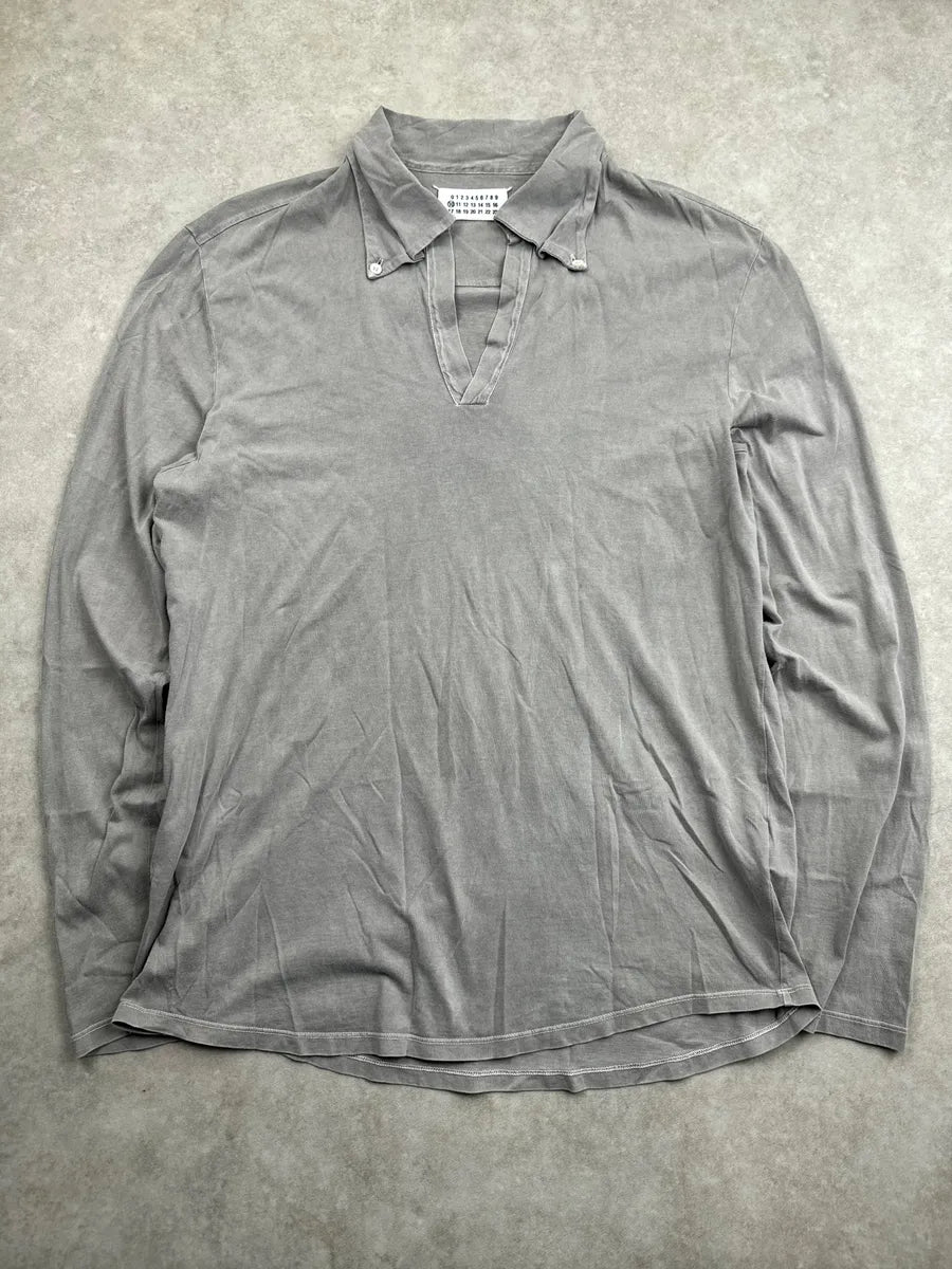 SS2001 Maison Martin Margiela Grey V-Neck Longsleeve Polo jdGdguRB 3