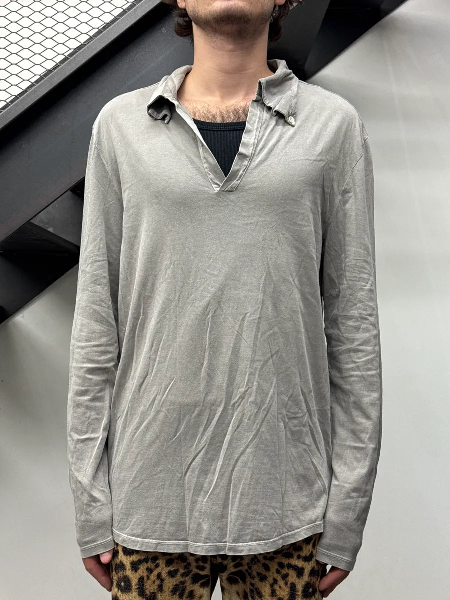 SS2001 Maison Martin Margiela Grey V-Neck Longsleeve Polo jdGdguRB 1