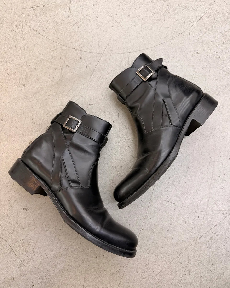 Jean Baptiste Rautureau Black Leather Buckle Strap Boots SRmGWCx 2