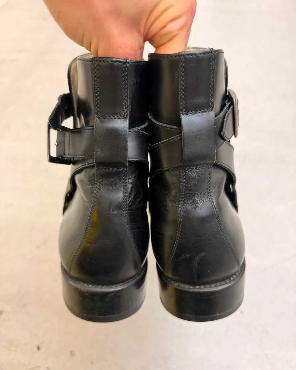 Jean Baptiste Rautureau Black Leather Buckle Strap Boots SRmGWCx 6