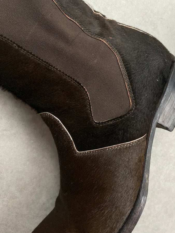 Jean Baptiste Rautureau Brown Pony Hair Contrast Boots XLVCBWE 5