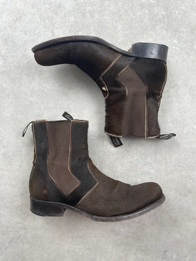 Jean Baptiste Rautureau Brown Pony Hair Contrast Boots XLVCBWE 3
