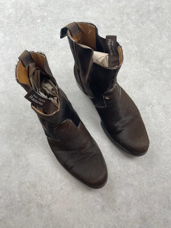 Jean Baptiste Rautureau Brown Pony Hair Contrast Boots XLVCBWE 2